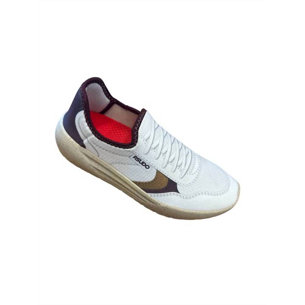 NEW PSUDO men's cambridge court sneaker in white burgandy